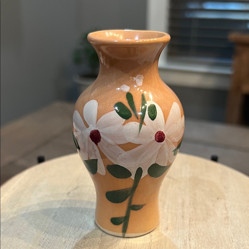 Vintage Floral Hand Painted Mini Ceramic Glazed Vase 4 Inch
